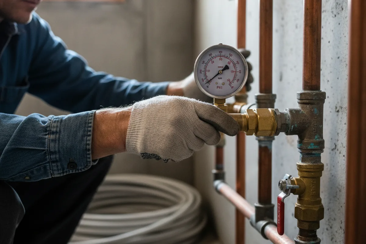 Pressure testing a repaired line during Water Line Repair in Littleton